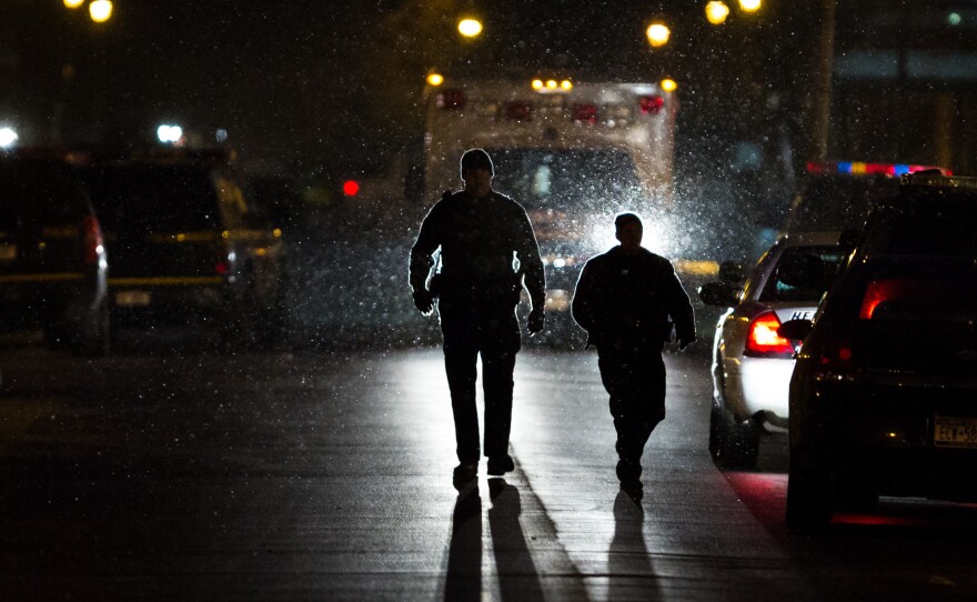 In Herkimer, N.Y., police and suspect Kurt Myers were in a standoff from midday Wednesday into early early Thursday. Overnight, these officers were on the town's North Main Street.