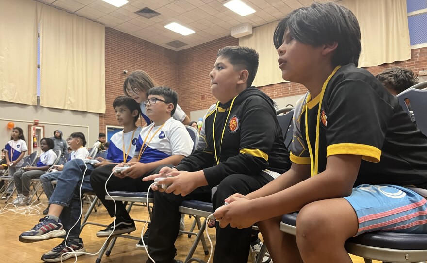Students play the video game Super Smash Bros in a district wide competition, Dec. 8, 2025.