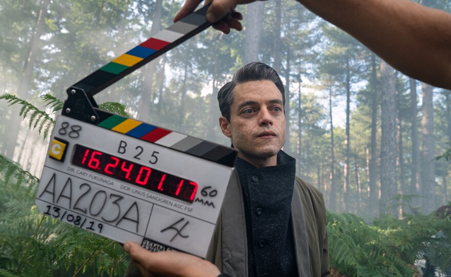Rami Malek as the villainous Safin on location shooting "No Time To Die."