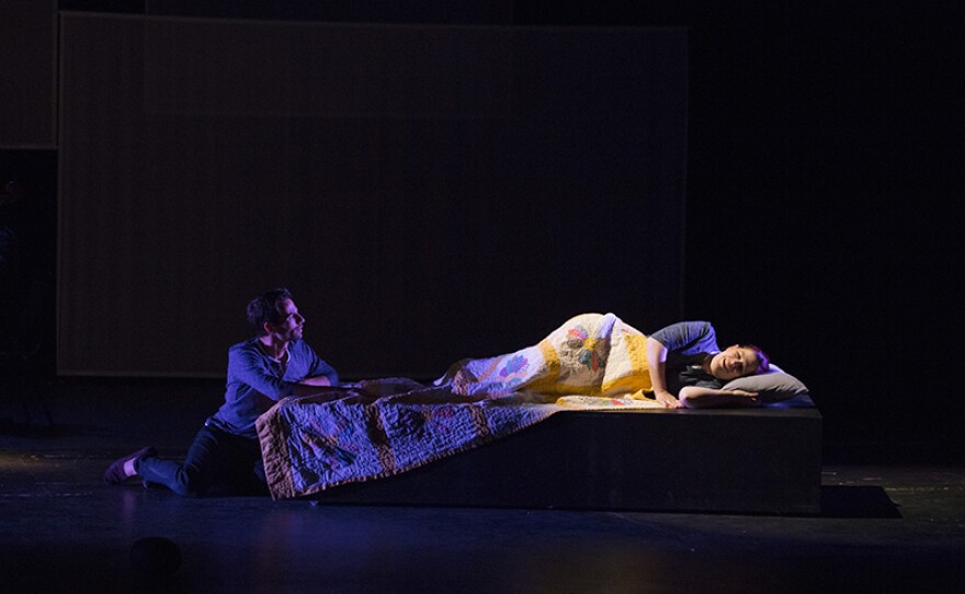 A scene from "As One," featuring baritone Kelly Markgraf (Hannah before) and mezzo-soprano Blythe Gaissert (Hannah after).