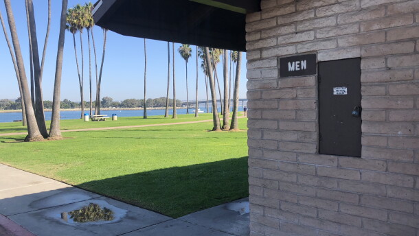 A bathroom in Mission Bay Park near Sunset Point is shown on Oct. 31, 2018.