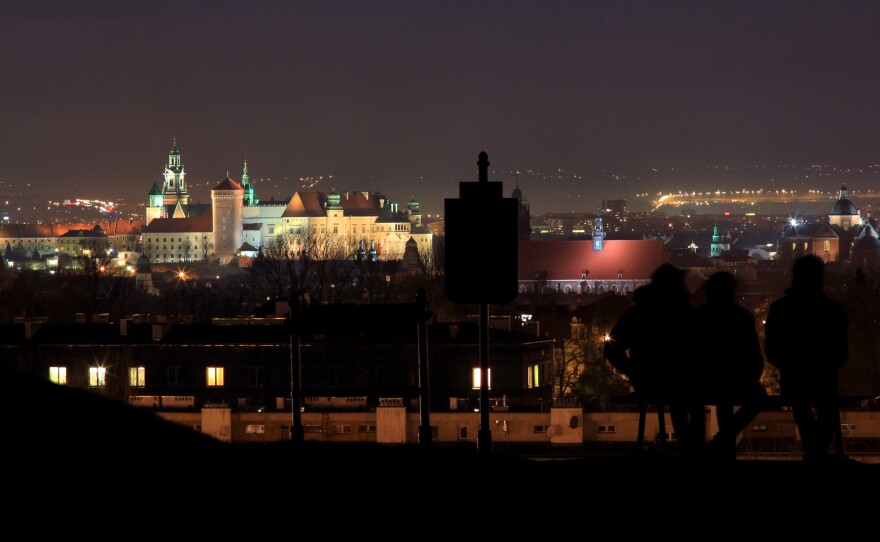 Poland's second-largest city is also a major tourist destination. Krakow (seen here at night from the Krakus Mound) is suffering some of the worst air pollution in Europe.