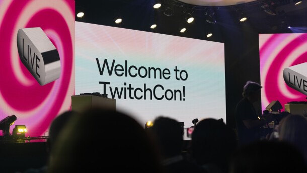 TwitchCon attendees get ready to watch the TwitchCon Opening Ceremony at the San Diego Convention Center on Oct. 17, 2025. This is the 10th year of the livestreaming convention. 