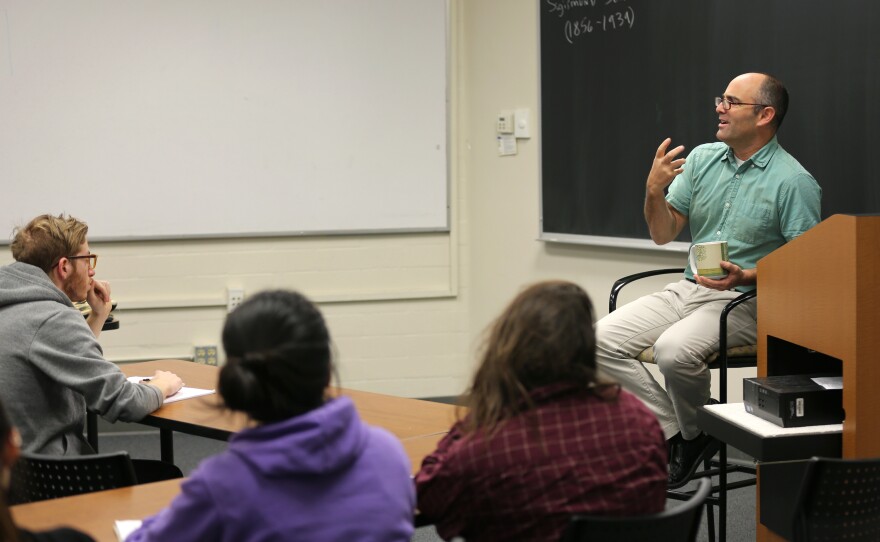 Phil Zuckerman speaks to his class at Pitzer College in Claremont, Calif. Zuckerman specializes in the study of "nonreligious" people.