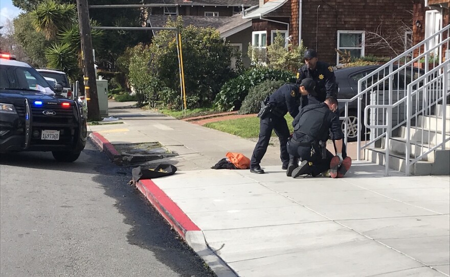 Berkeley police officers respond to a call for a man having a mental health crisis, Jan. 13, 2020.