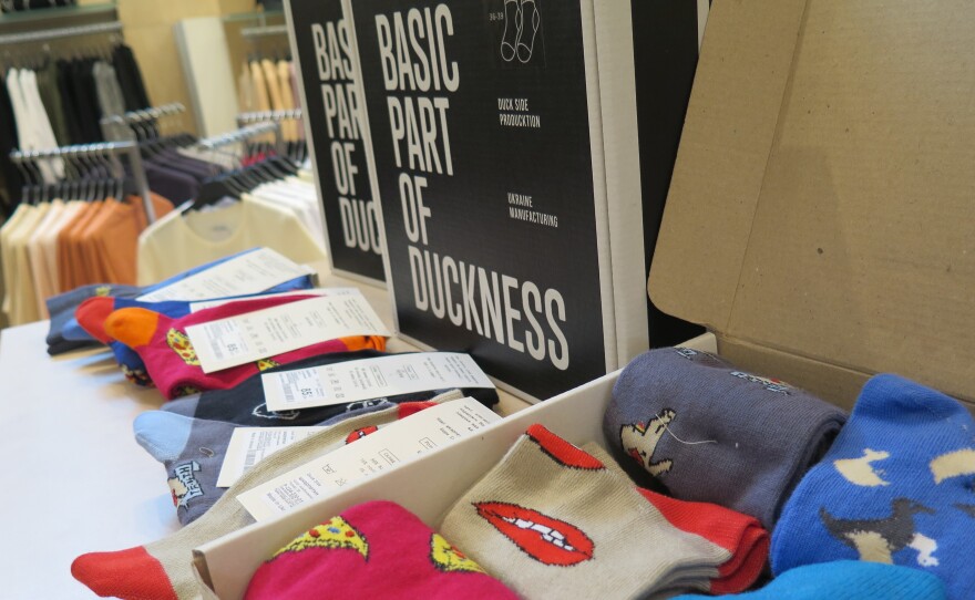 Socks are among the products sold at Kiev's Vsi.Svoi.