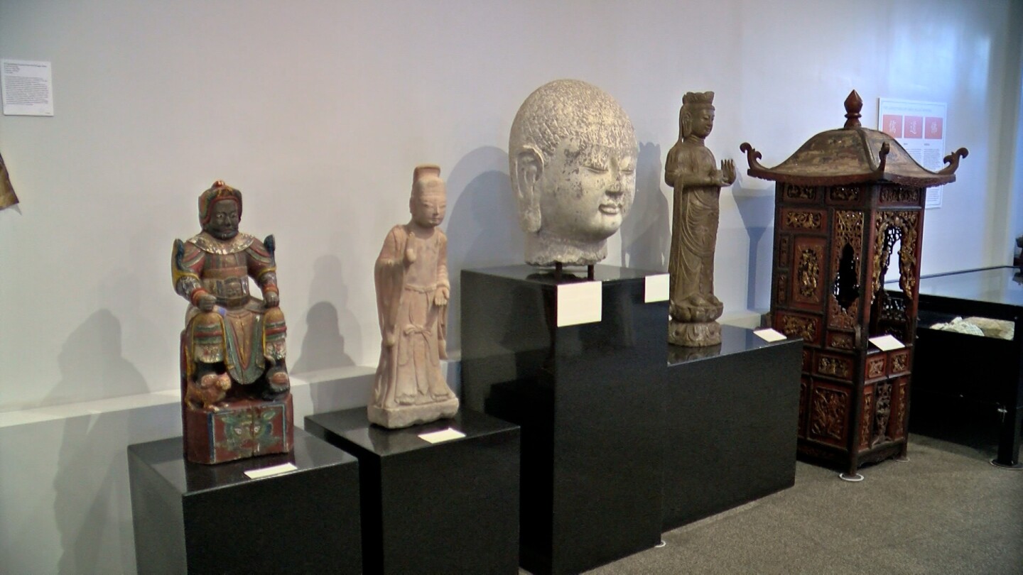 Various pieces of art are shown inside the San Diego Chinese Historical Museum in downtown San Diego on Feb. 13, 2024.