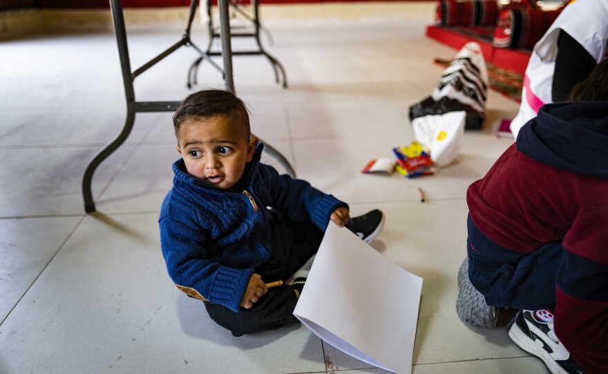 An art therapy class for Bedouin children.
