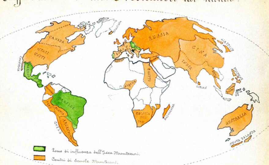 Map reflecting the diffusion of the Montessori Method across the world.