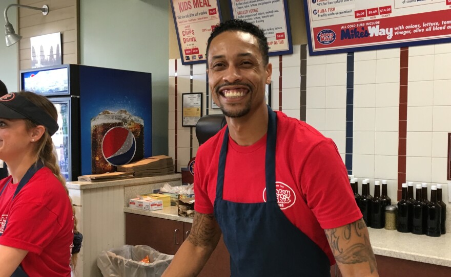 Manager Brian Murray of Jersey Mike's in Thousand Oaks, Calif. The store donated one half of a day's proceeds to a fund for the families of victims of the Borderline Bar & Grill shooting.