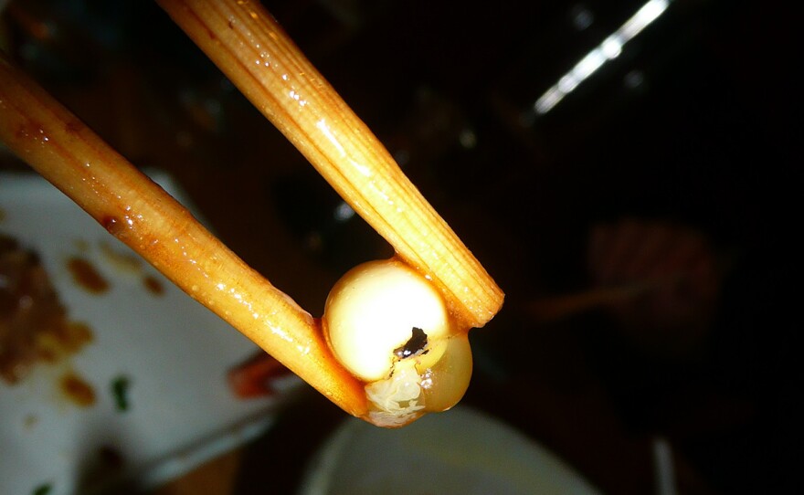 Fish eyeball served at the Sushi Taro restaurant in D.C.