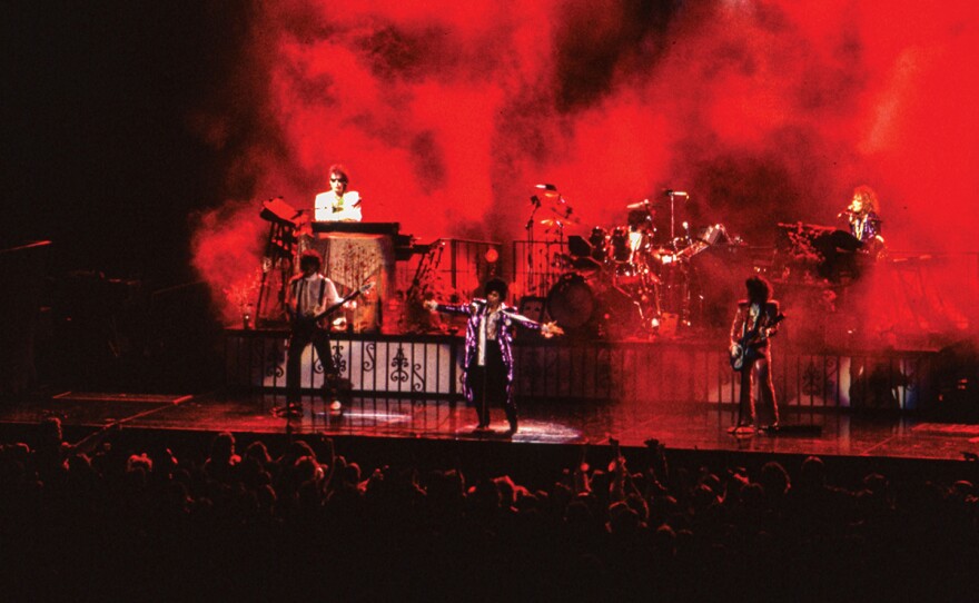 Prince and The Revolution performing on March 30, 1985 at the Carrier Dome in Syracuse, New York.