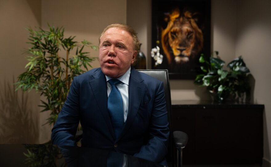 James Frantz, CEO of Frantz Law Group, sits in a conference room in the firm's downtown San Diego office on Nov. 18, 2024.