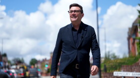Andy Burnham smiles during a campaign visit to Ashton-in-Makerfield before a by-election, in Manchester, England, on June 9. Burnham is expected to succeed Keir Starmer as the U.K.'s Labour Party leader and prime minister.