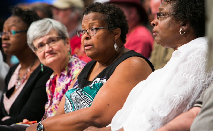 Town hall guest attends "America After Ferguson" taping.