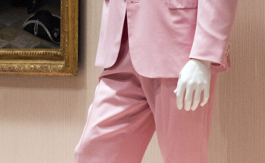 A copy of the Ralph Lauren suit made for Robert Redford in the 1974 film version of F. Scott Fitzgerald's <em>The Great Gatsby.</em>