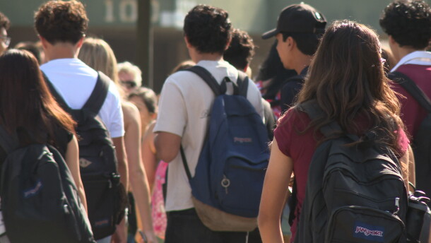 Students walk into Patrick Henry High School on San Diego Unified's first day of school on Monday, Aug. 10, 2026.