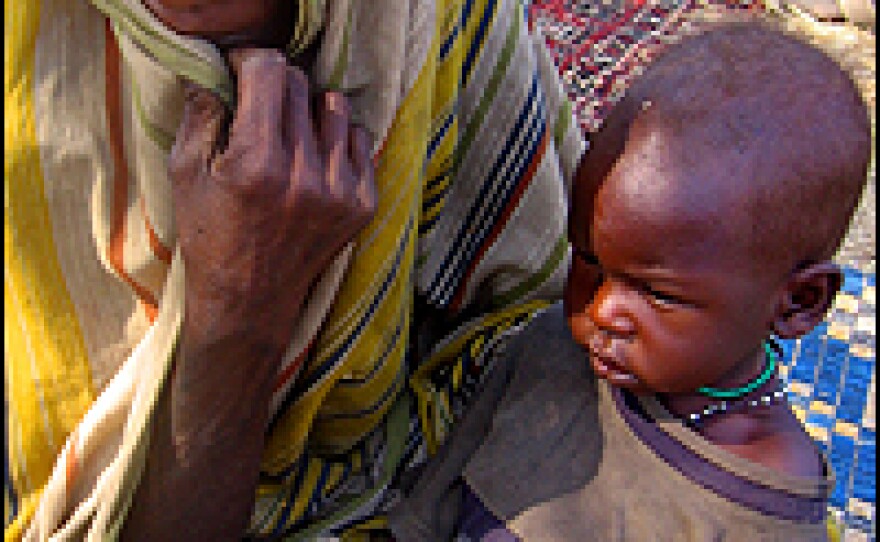 Hawaye Ismail from Mitematko, a small village near Chad's border with Darfur. She has been displaced three times, chased out of her home by Janjaweed militiamen, mirroring attacks on civilians across the border in Darfur in recent years. Ismail was one of 600 men, women and children who trekked to the village of Karo, looking for refuge.