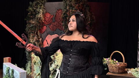 Delia Mejia as The Princess in Riot Production's "The Fairy Tale Monologues." (2026)