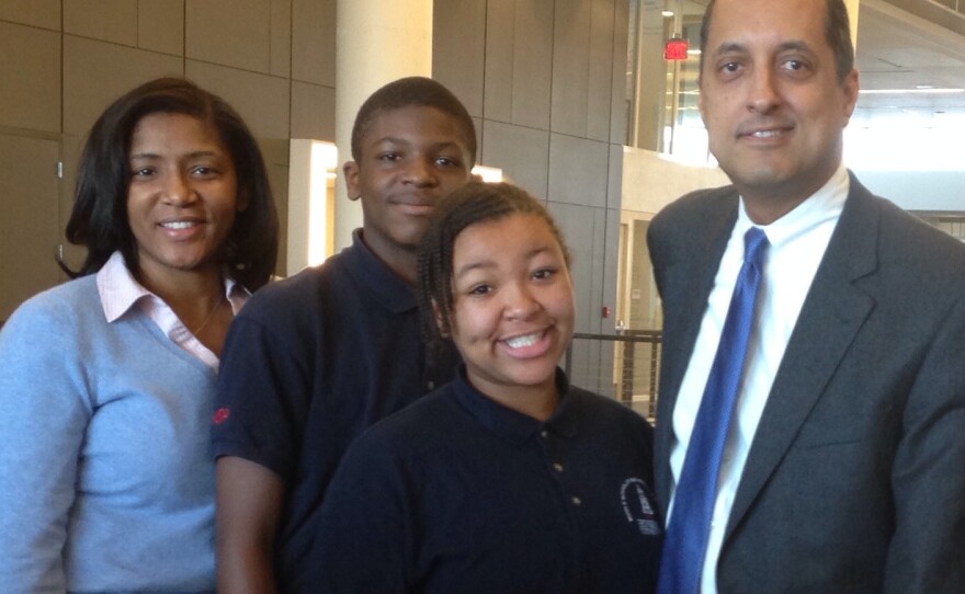 Xavier Manning and Ciara Chase are students at Howard University Middle School of Mathematics and Science. They stopped by NPR with their guidance counselor Carletta Hurt and teacher Patrick Gusman.