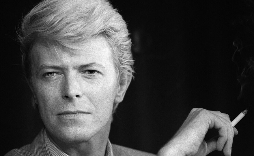 British singer David Bowie attends a press conference at the 36th Cannes Film Festival in 1983. Bowie died Sunday at the age of 69.