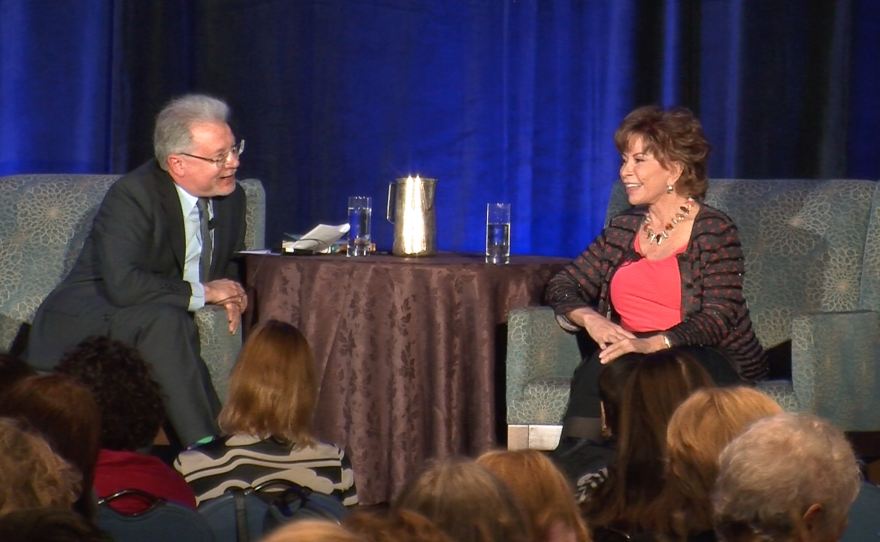 Latin American author Isabel Allende in conversation with Seth Lerer, former dean of arts and humanities at UC San Diego, Nov. 30, 2015.