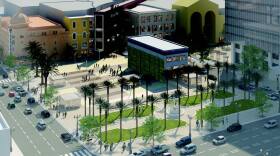 An artist's rendering of what the park near Horton Plaza might look like. 