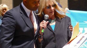 Donna Frye with fellow city councilman Tony Young. 