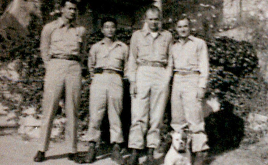 Jim Moore (from left), Tad Nagaki, Stanley Staiger and Ray Hanchulak were part of a commando group that rescued 1,400 POWs from a prison camp in China in August 1945.