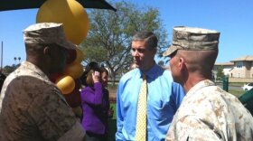 U.S. Secretary of Education Arne Duncan speaks to military officials at Miramar Marine Corps Air Station during a San Diego visit on Wednesday. 