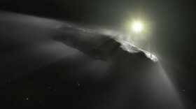 An artist's vision of the first interstellar object discovered in the solar system, 'Oumuamua.