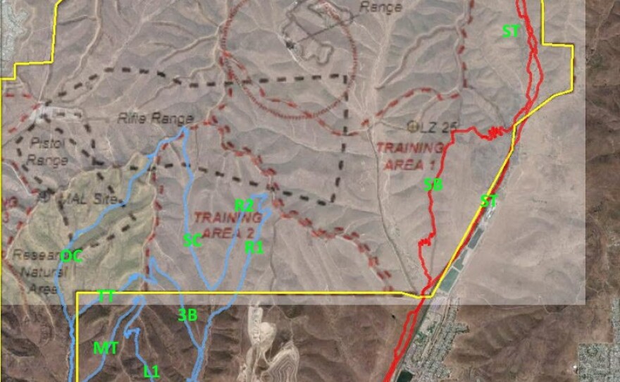 A map shows the Stowe Trail that passes through Marine Corps Air Station Miramar.