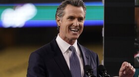 In this Tuesday, March 9, 2021, file photo, California Gov. Gavin Newsom delivers his State of the State address from Dodger Stadium in Los Angeles.