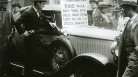 A desperate man sells his car with a sign that reads "$100 will buy this car. Must have cash. Lost all in stock market." In 1929, the stock market epitomized a booming economy, promising a future of permanent prosperity — but the giddy optimism was shattered on the fateful 29th of October, when the market crashed.
