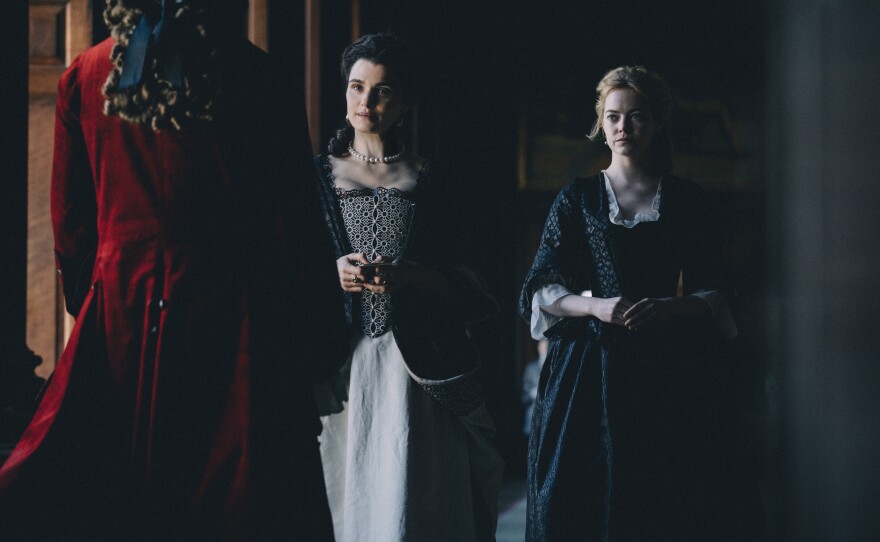 Lady Sarah (Rachel Weisz) and her servant Abigail (Emma Stone) jockey for power in Yorgos Lanthimos' "The Favourite."