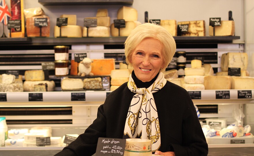 Mary Berry at a Fromagerie in Paris.