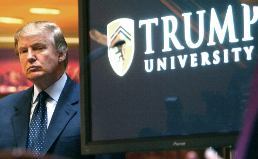 Donald Trump announcing the start of his Trump University venture in 2005.