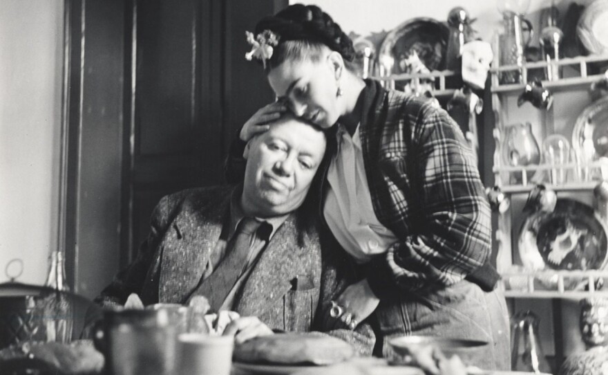 Diego Rivera and Frida Kahlo at lunch in Coyoacán, Mexico. (Archives of American Art, Smithsonian Institution)
