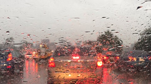 Rain soaks a windshield on Interstate-5 in San Diego, Dec. 5, 2018. 