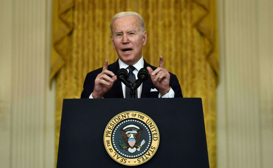 President Biden speaks about Russia and Ukraine in the East Room of the White House on Tuesday.