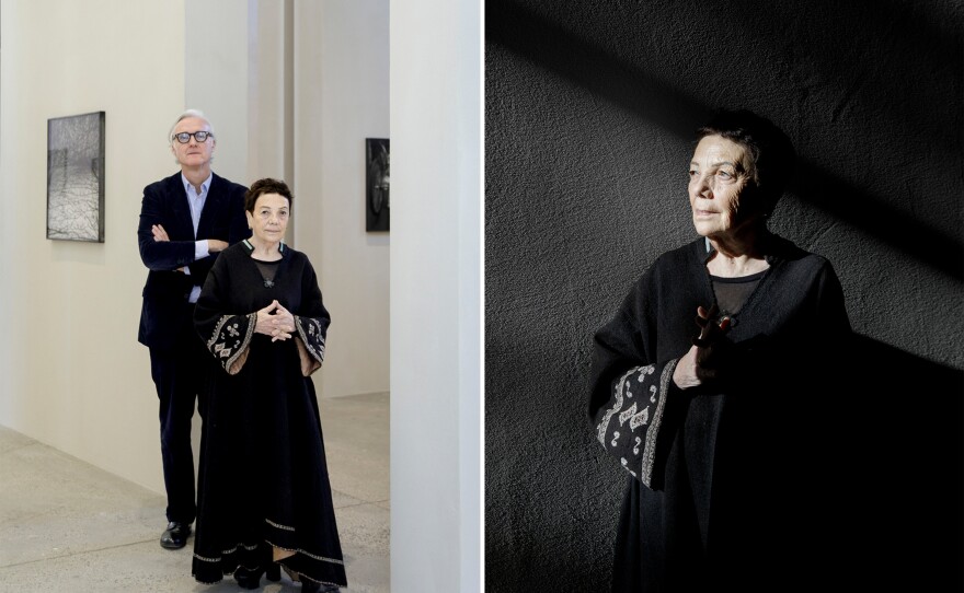 Left: Cartier Foundation exhibition curator Alexis Fabry and Graciela Iturbide; Right: Photographer Graciela Iturbide.