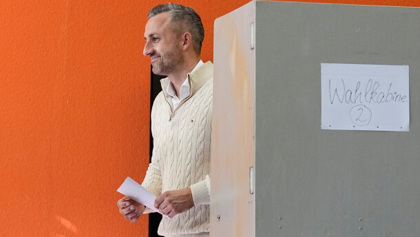 Ulrich Siegmund, top candidate for the "Alternative for Germany" (AfD) party votes at a polling station during the Saxony-Anhalt state elections in Tangermuende, eastern Germany, Sunday, Sept. 6, 2026.