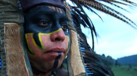 Aztec war paint worn by warriors.