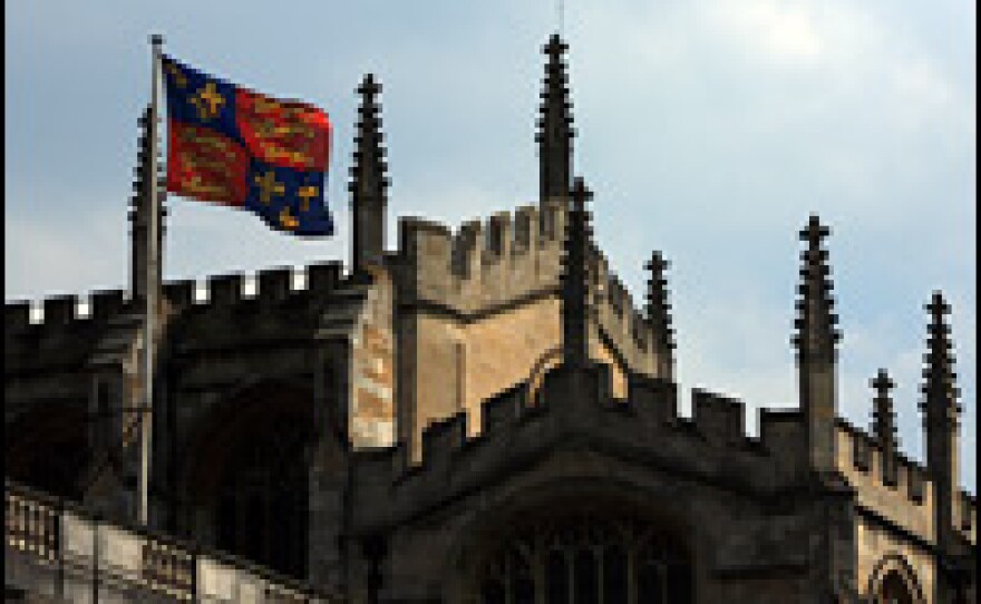 The flag of Eton College flies above Upper School and College Chapel in May 2008 in Eton, England.