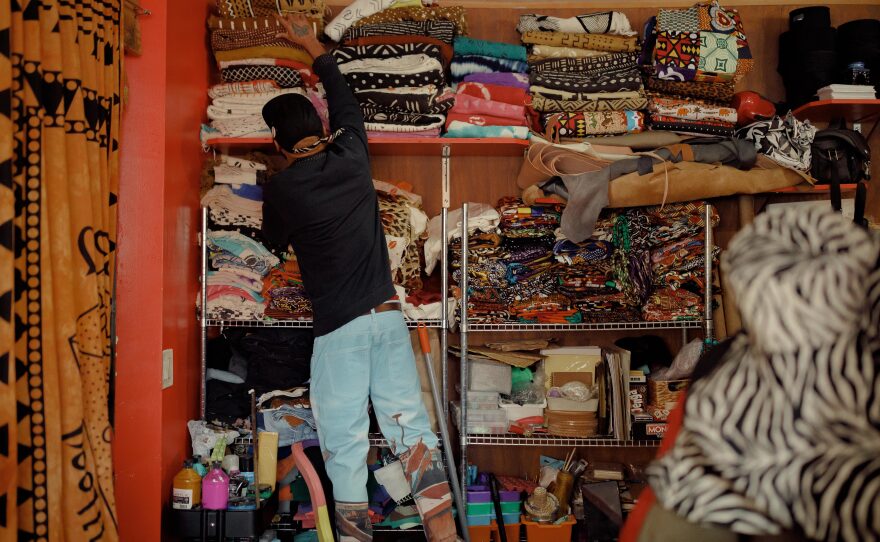 Clothes in the back of Making Manifest.