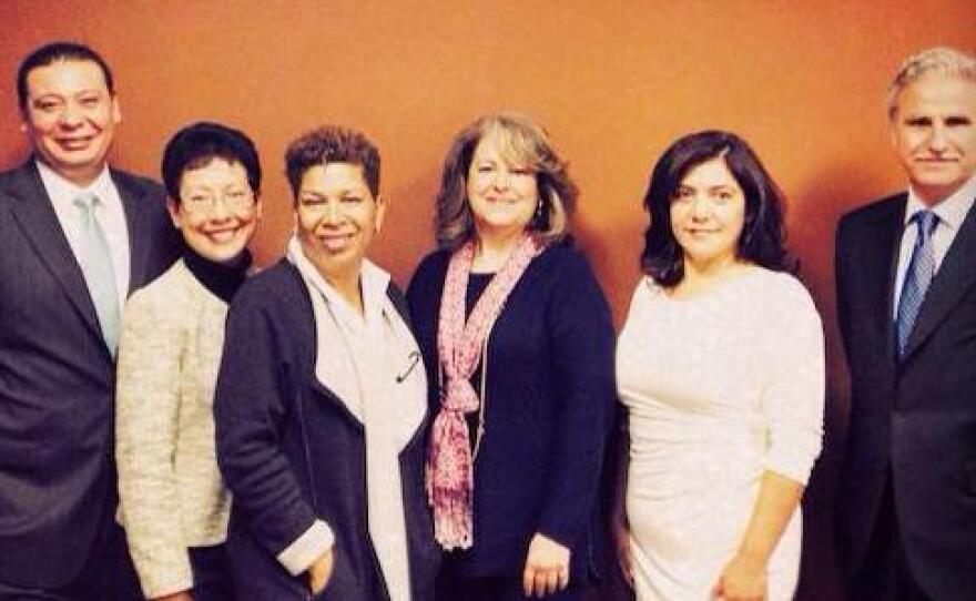 Michel Martin with five Latino influencers from the Charlotte business community. Alina Bartlett, Jorge De La Jara, Carlos Salum, Deborah Aguiar-Vélez, and Milagritos Aguilar.