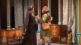 Medina Senghore as Olivia and Esco Jouléy as Feste in The Old Globe’s production of William Shakespeare’s "Twelfth Night."