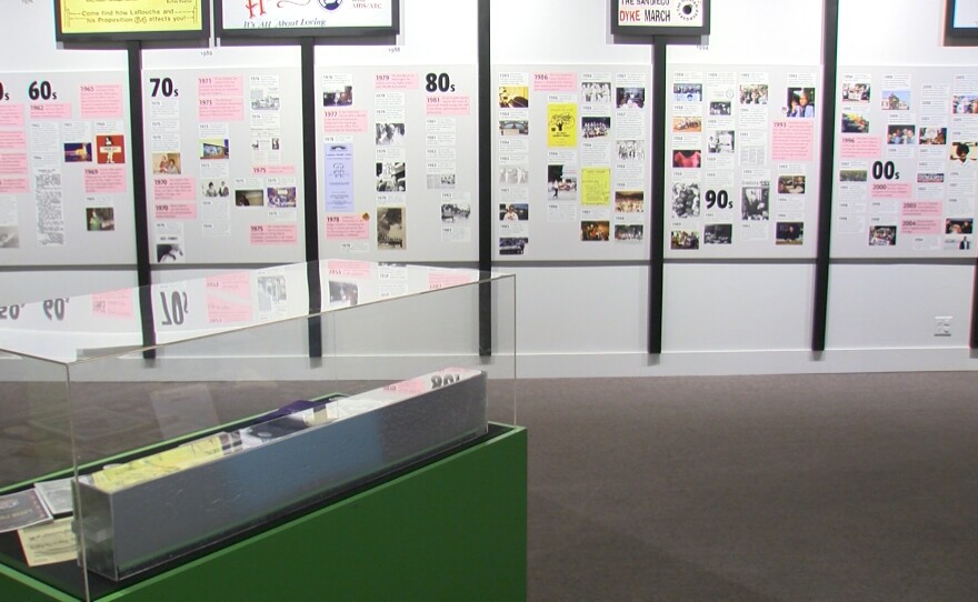 A timeline from the LGBTQ+ San Diego: Stories Of Struggle and Triumphs exhibit at the San History Center on July 12, 2018.