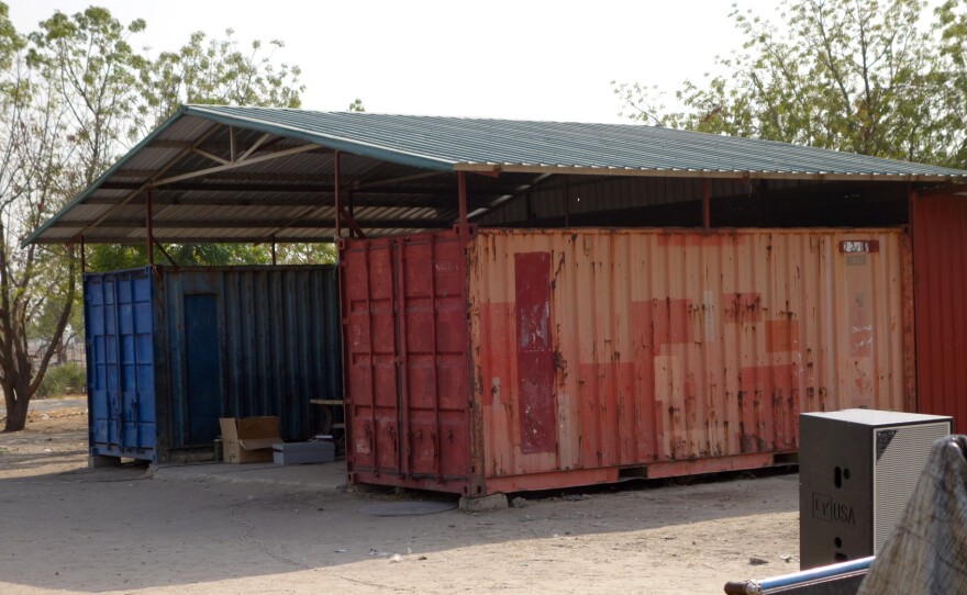This is one of the shipping containers at the church compound where the massacre allegedly occurred. There are conflicting accounts of which container the men and boys were forced into.