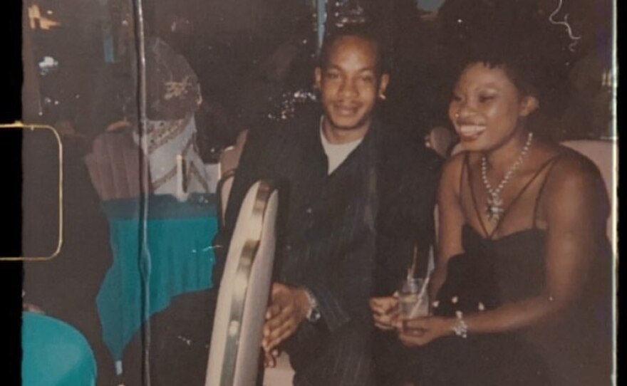Dominic Gilbert Petit-Frère and Melvis Twum-Barima in Flatbush, Brooklyn, 1992. "Two immigrants lovers who fell in love at first site. One from Ghana and the other from Haiti. The love was profound and timeless."